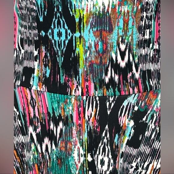 Julian Chang Fit & Flare Mini Dress Open Back Racerback Abstract Print Medium - Picture 11 of 13